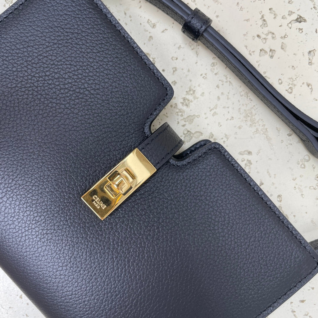 Celine Mini 18 Strap Pochette in Black Supple Calfskin Bag