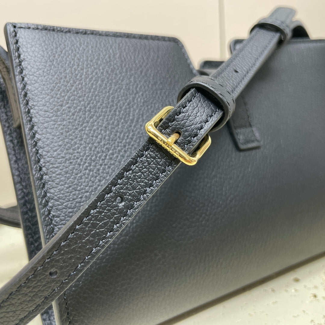 Celine Mini 18 Strap Pochette in Black Supple Calfskin Bag