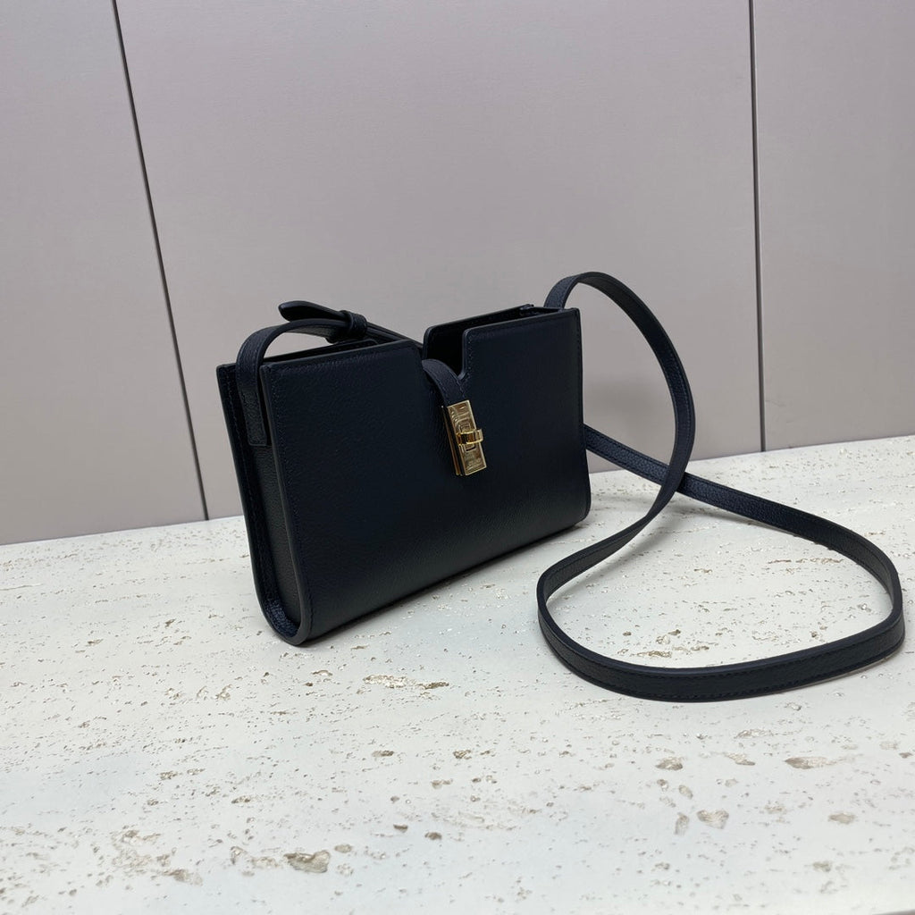 Celine Mini 18 Strap Pochette in Black Supple Calfskin Bag