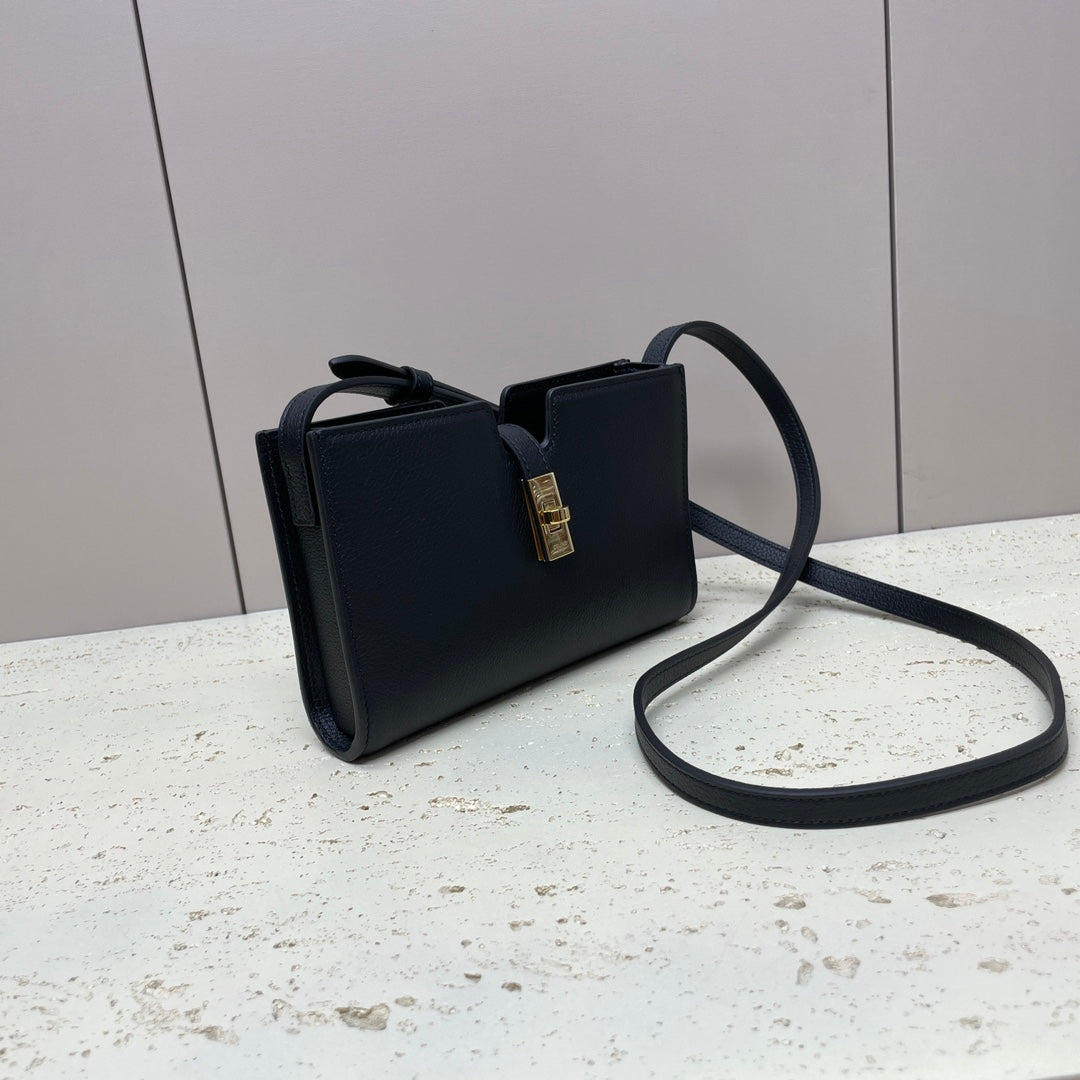 Celine Mini 18 Strap Pochette in Black Supple Calfskin Bag
