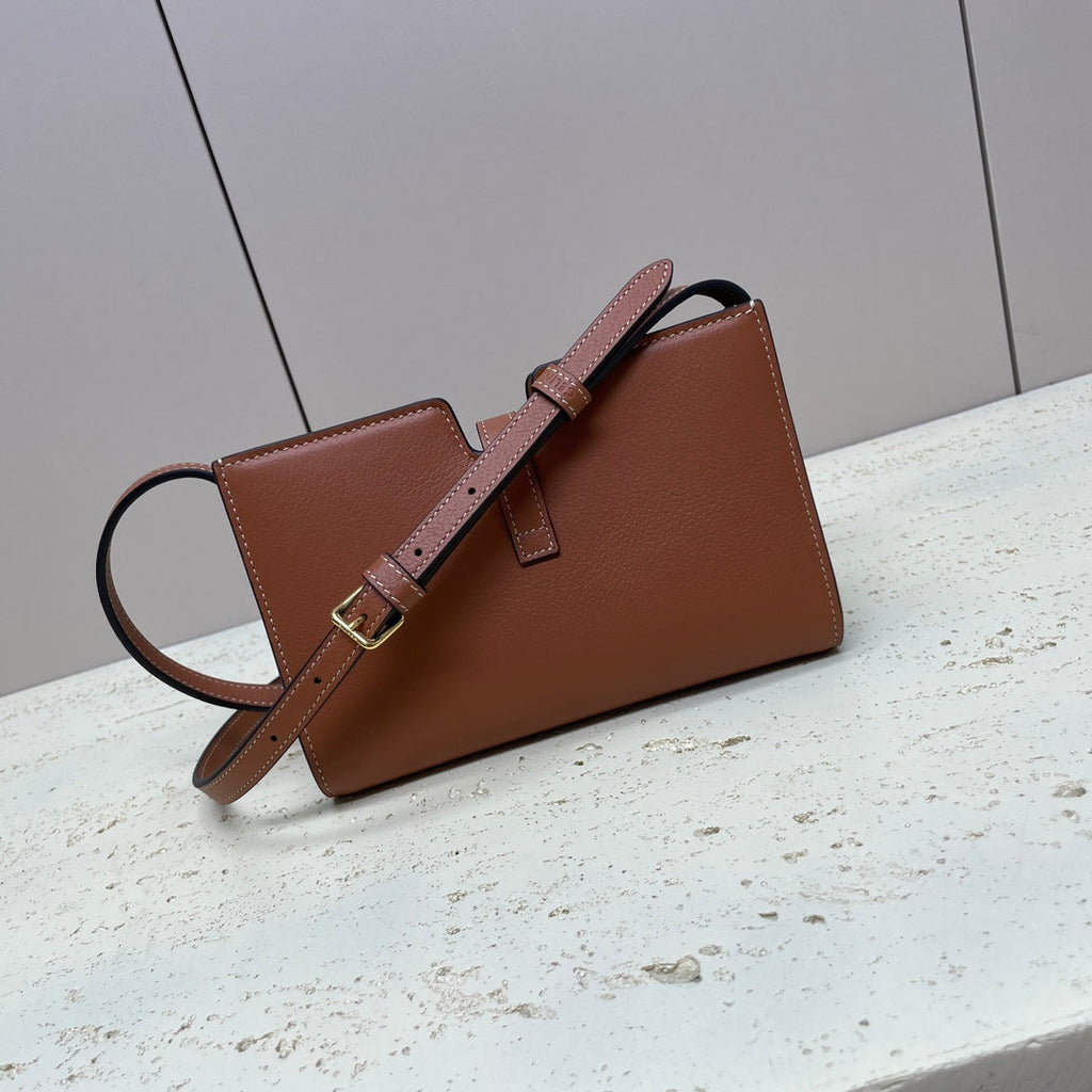 Celine Mini 18 Strap Pochette in Bronze Brownn Supple Calfskin Bag