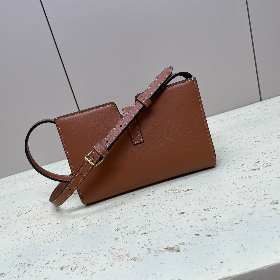 Celine Mini 18 Strap Pochette in Bronze Brownn Supple Calfskin Bag