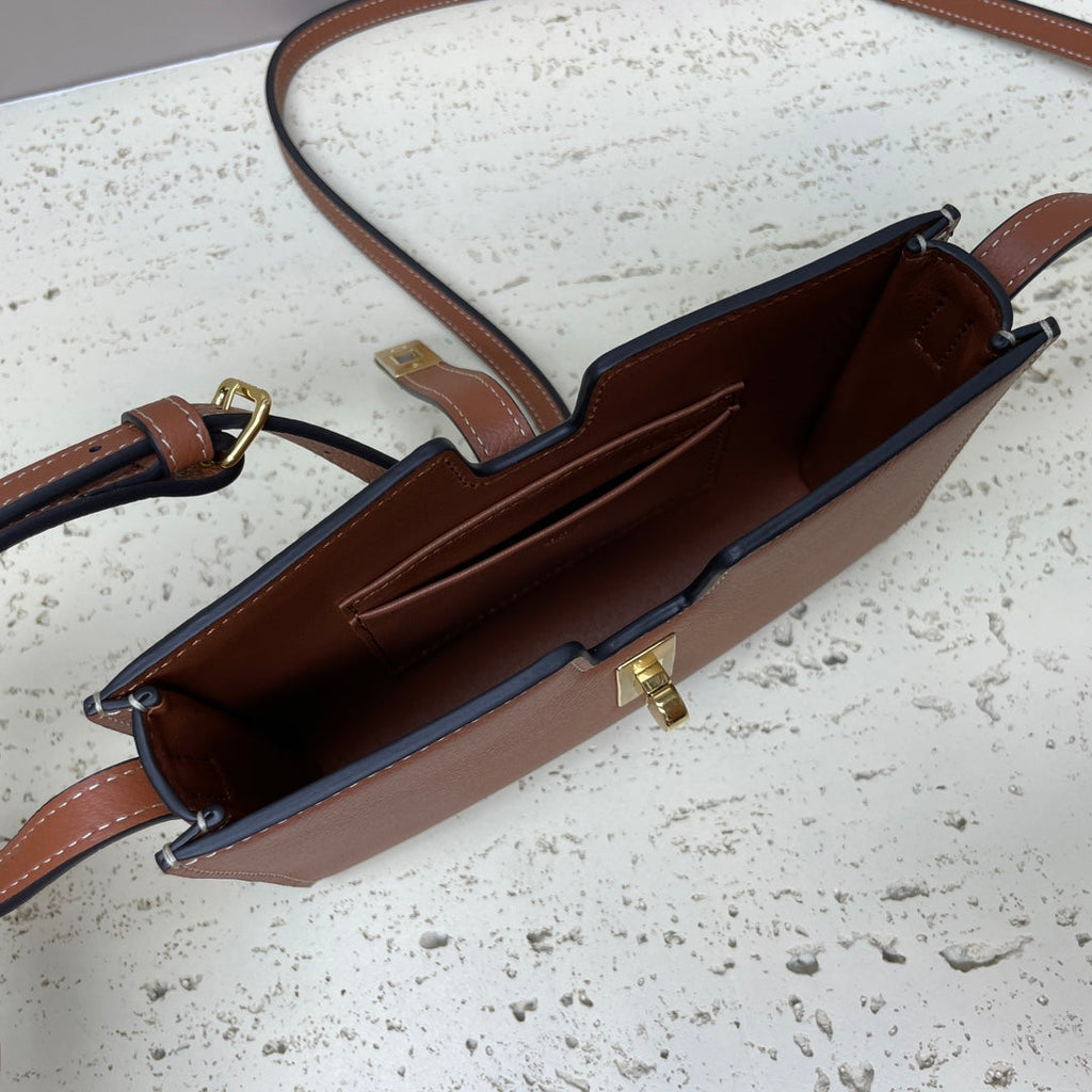 Celine Mini 18 Strap Pochette in Bronze Brownn Supple Calfskin Bag