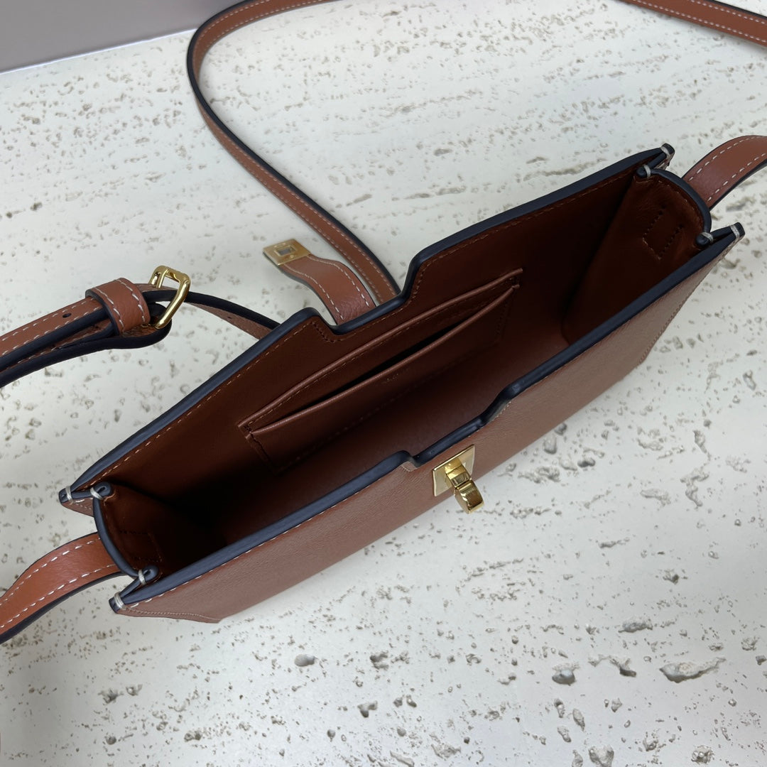 Celine Mini 18 Strap Pochette in Bronze Brownn Supple Calfskin Bag
