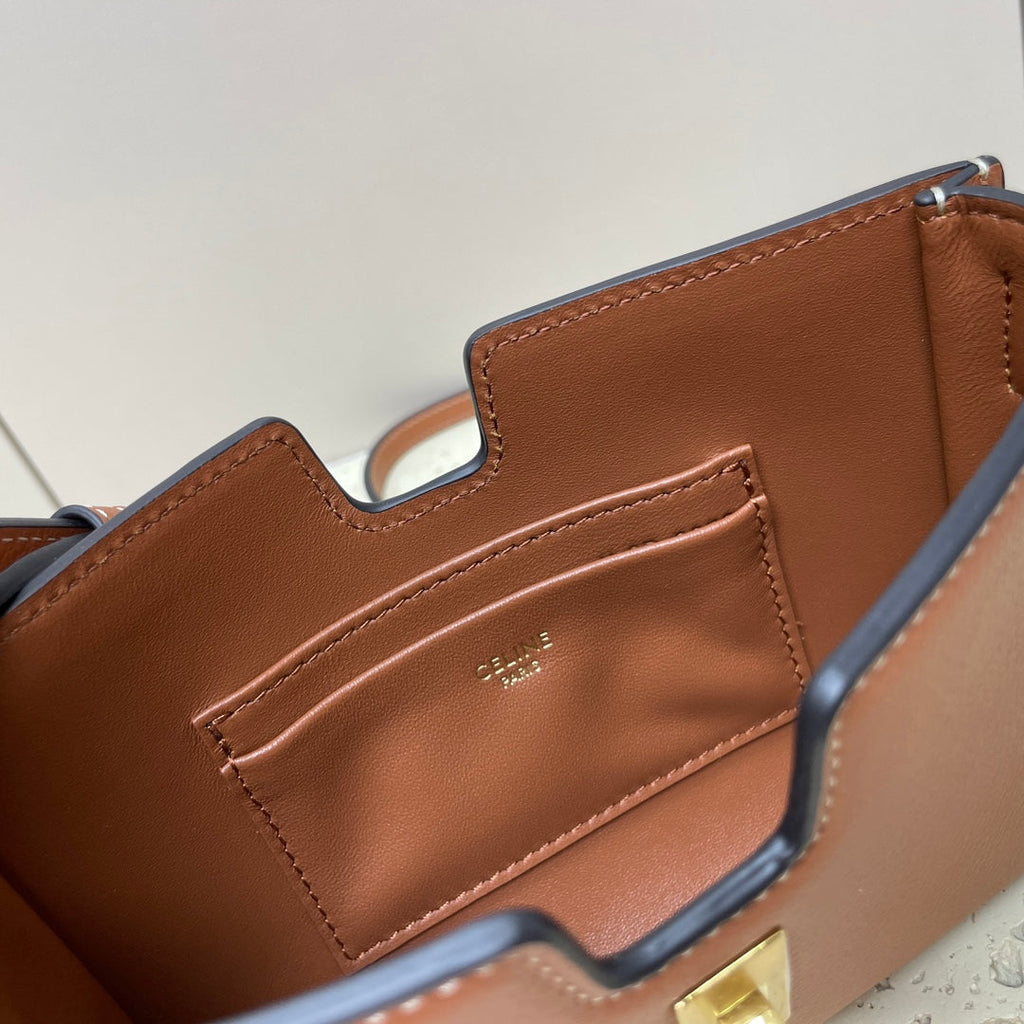 Celine Mini 18 Strap Pochette in Bronze Brownn Supple Calfskin Bag
