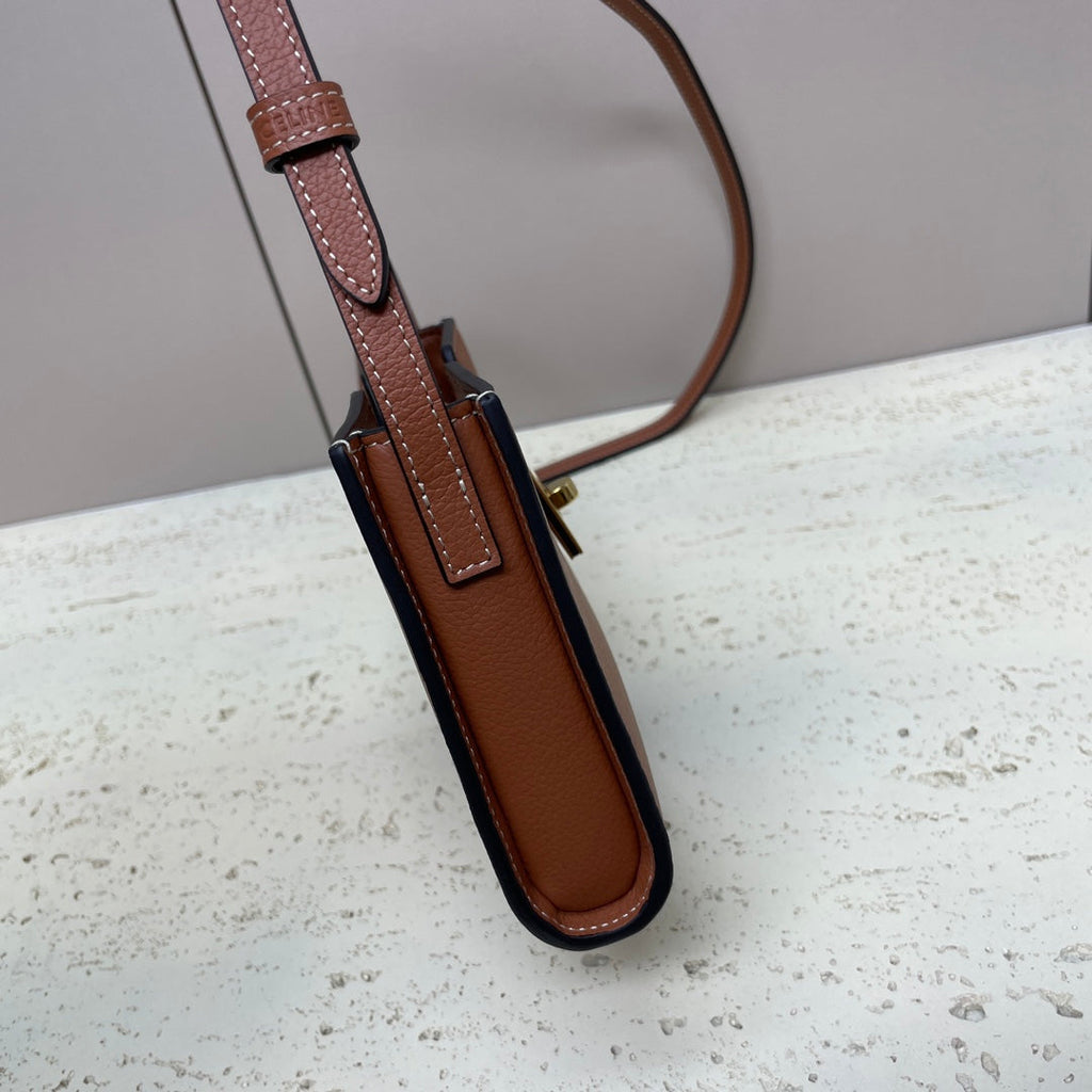 Celine Mini 18 Strap Pochette in Bronze Brownn Supple Calfskin Bag