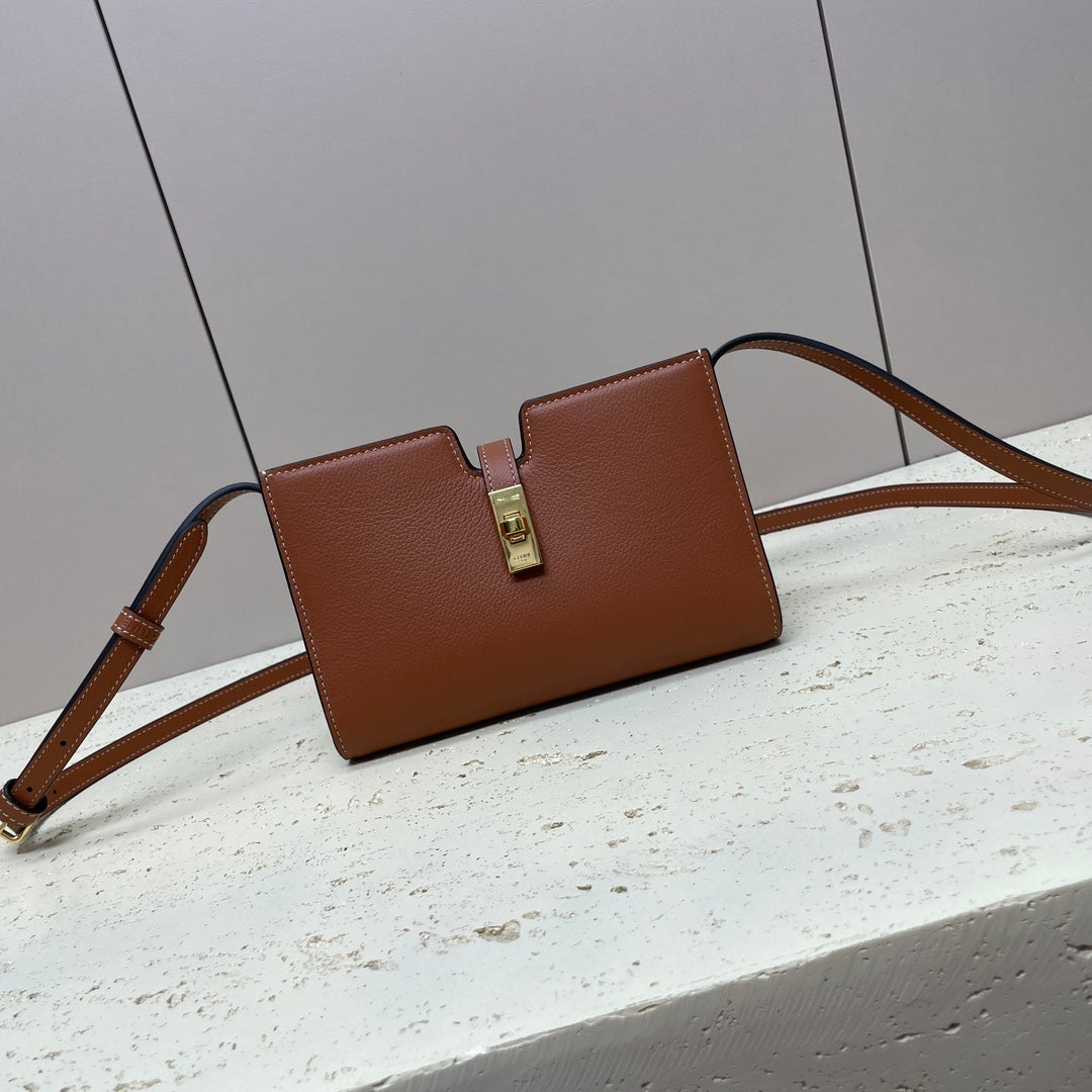 Celine Mini 18 Strap Pochette in Bronze Brownn Supple Calfskin Bag