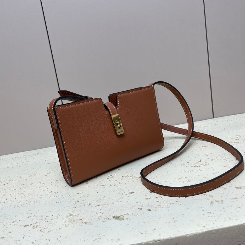 Celine Mini 18 Strap Pochette in Bronze Brownn Supple Calfskin Bag
