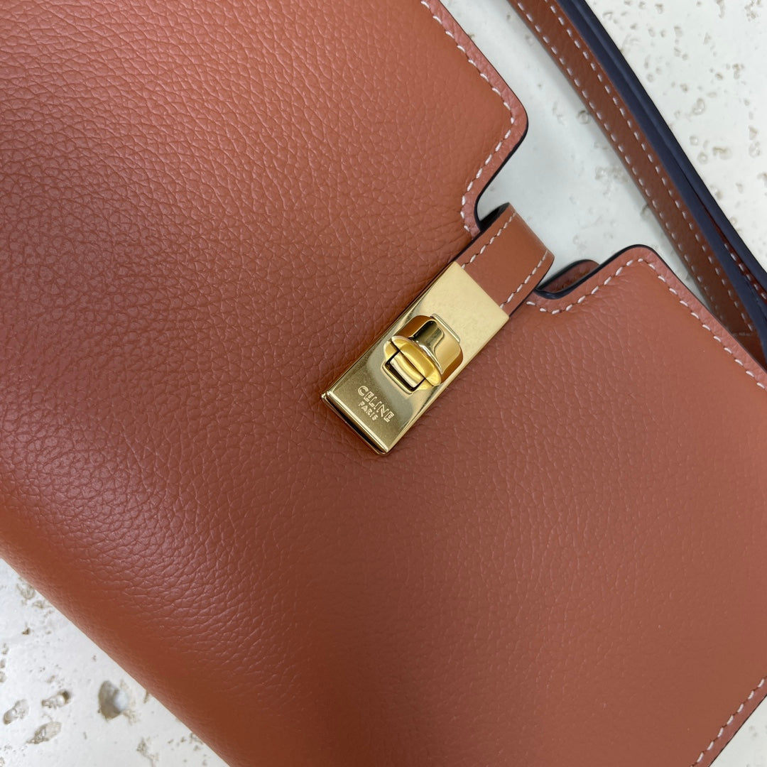 Celine Mini 18 Strap Pochette in Bronze Brownn Supple Calfskin Bag