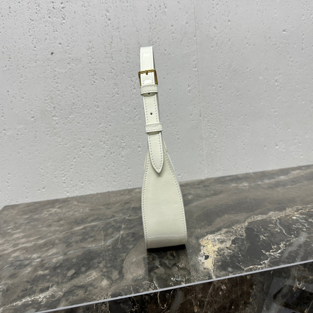 Celine Shoulder 20 Bag Terence in White Patent Calfskin