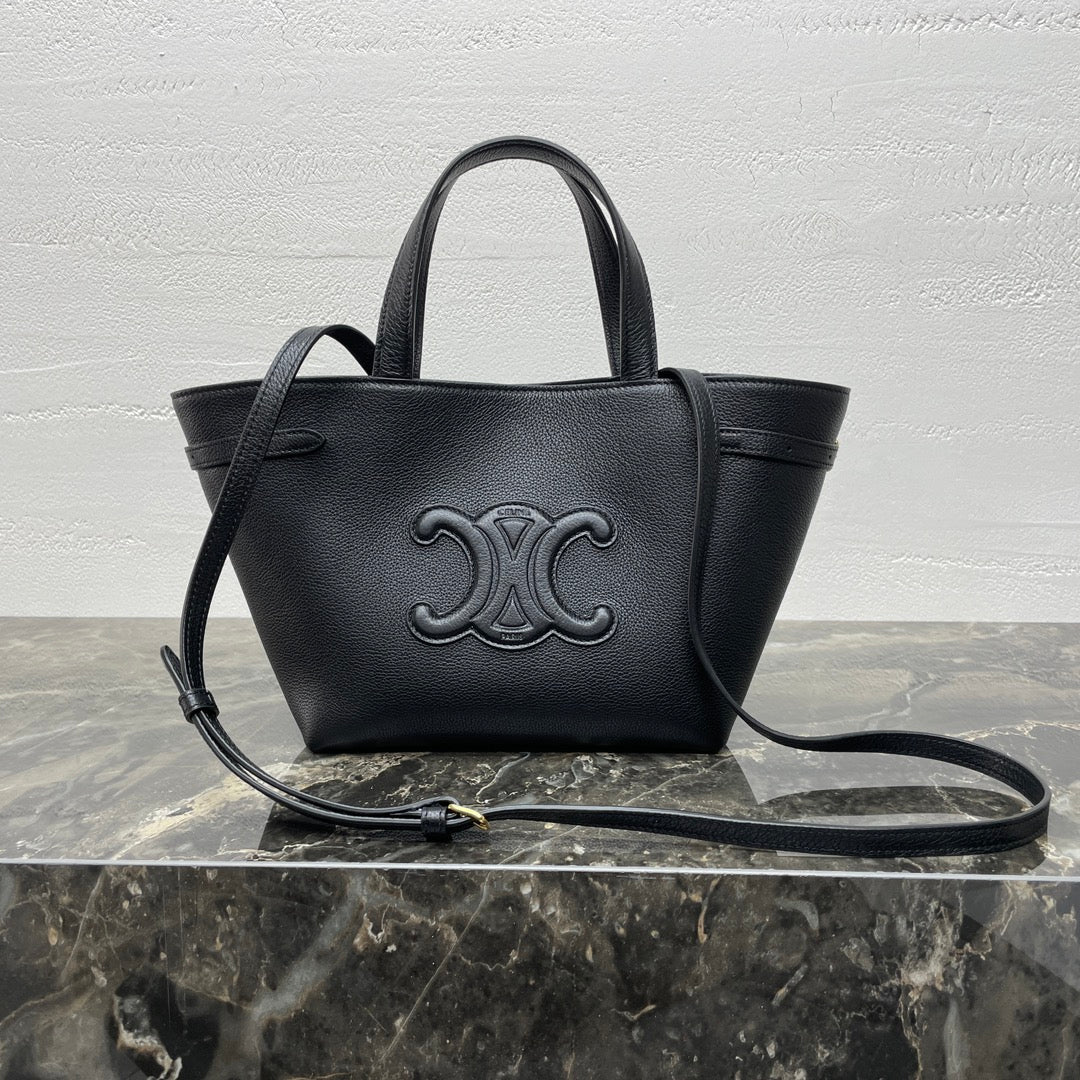 Celine Mini Cabas Anaïs Cuir Triomphe 21 in Black Grained Calfskin Bag