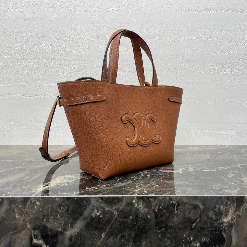 Celine Mini Cabas Anaïs Cuir Triomphe 21 in Bronze Orange Grained Calfskin Bag