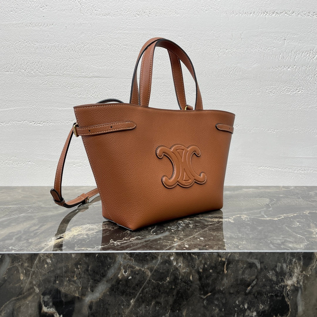 Celine Mini Cabas Anaïs Cuir Triomphe 21 in Bronze Orange Grained Calfskin Bag
