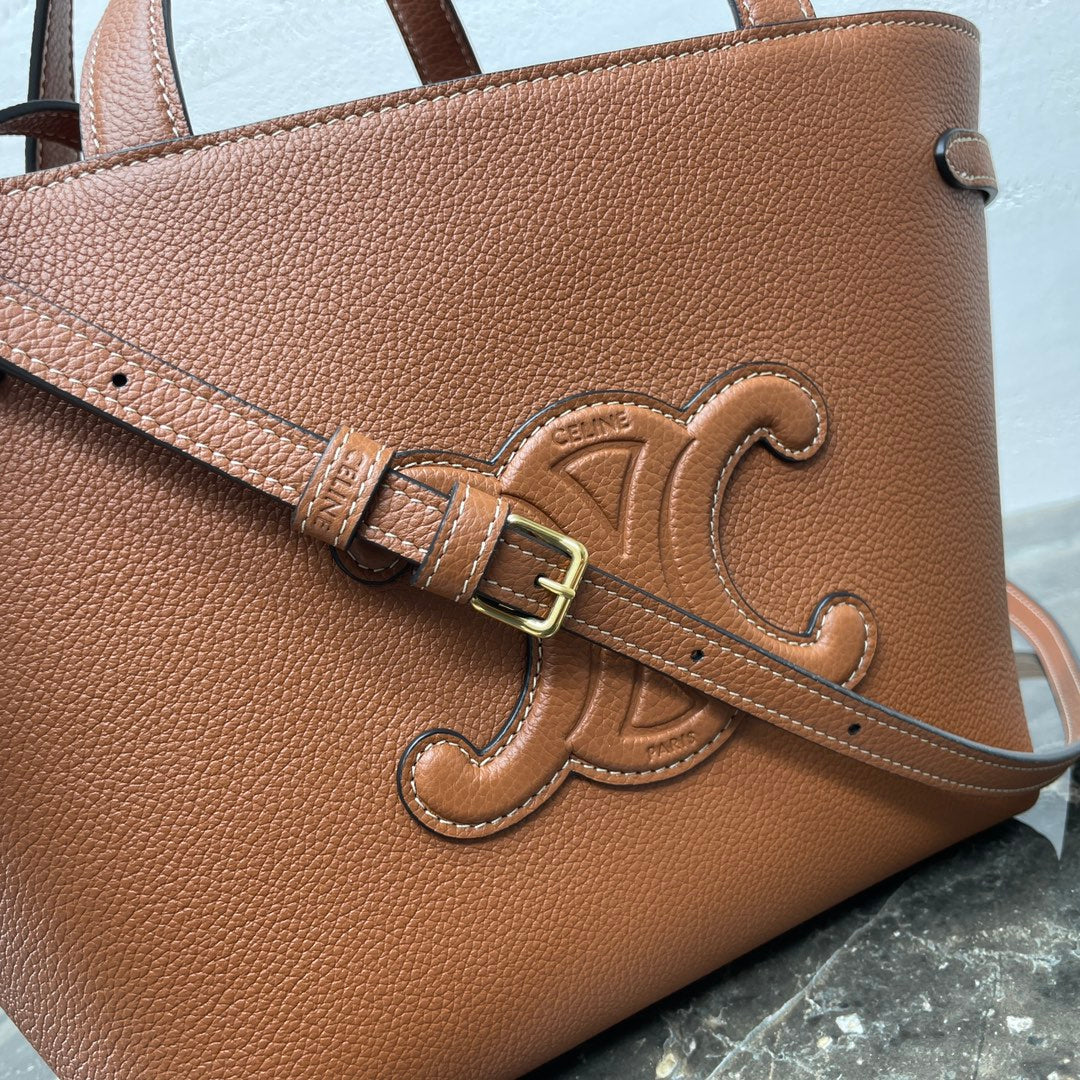Celine Mini Cabas Anaïs Cuir Triomphe 21 in Bronze Orange Grained Calfskin Bag