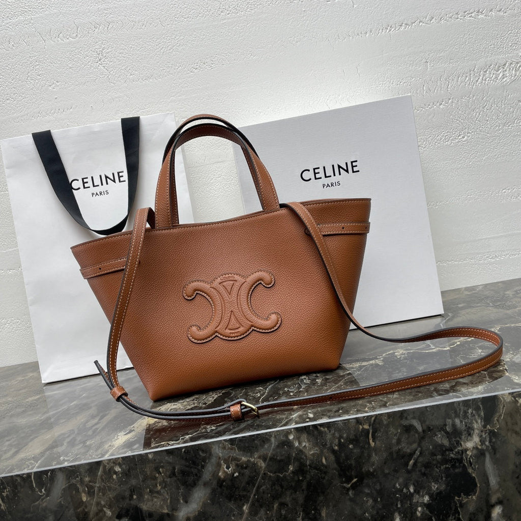 Celine Mini Cabas Anaïs Cuir Triomphe 21 in Bronze Orange Grained Calfskin Bag