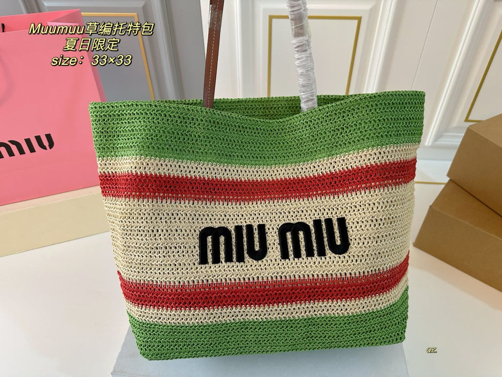 Tote 33 Bag in Multicolor Woven Straw
