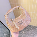Party Rhinestone Bag 17 in Light Pink Fabric and Leather Trim