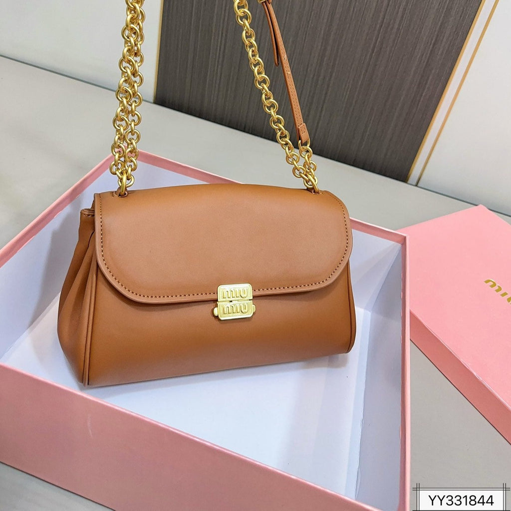 Shoulder Bag 25 in Bronze Brown Calfskin Gold Hardware