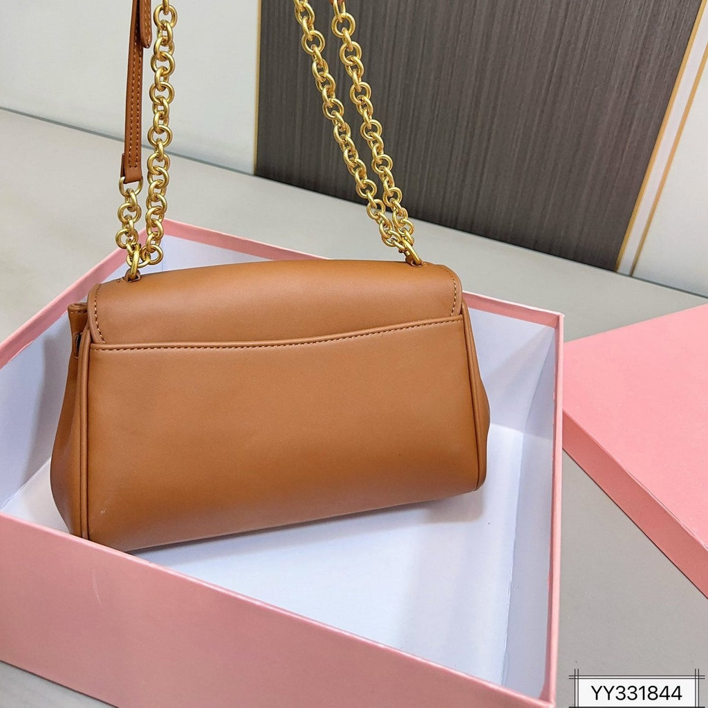Shoulder Bag 25 in Bronze Brown Calfskin Gold Hardware