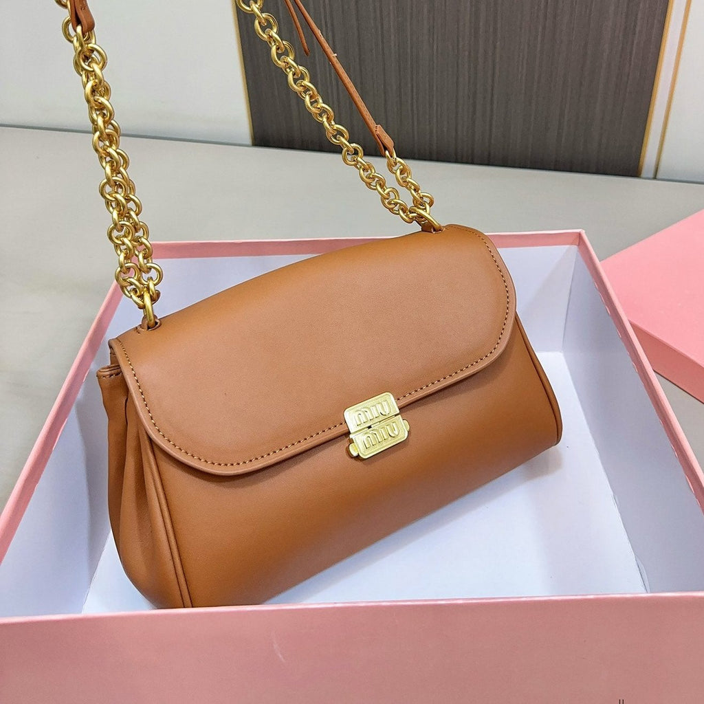 Shoulder Bag 25 in Bronze Brown Calfskin Gold Hardware