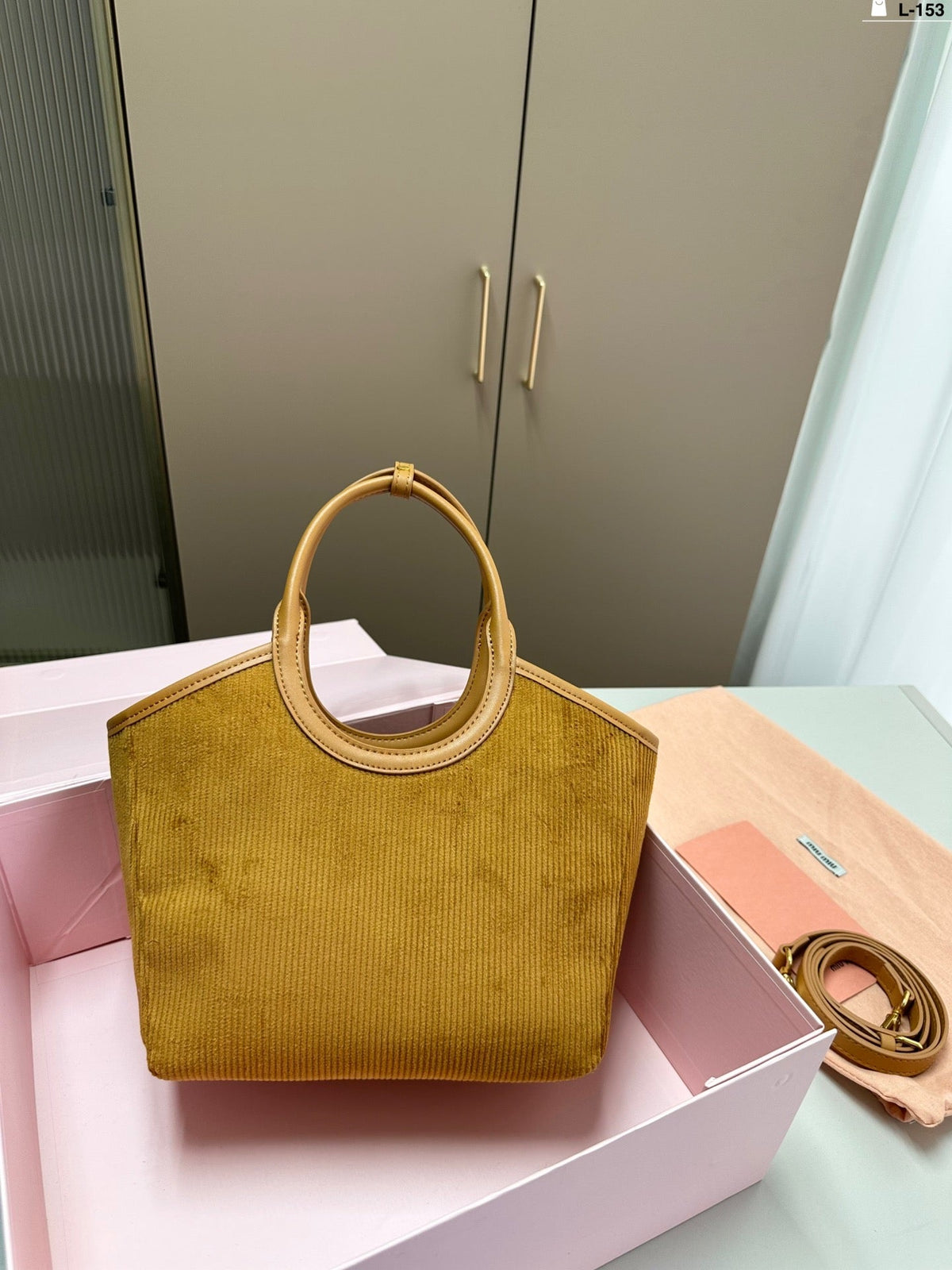 Small Shopping Bag 22 in Peanut Brown Corduroy