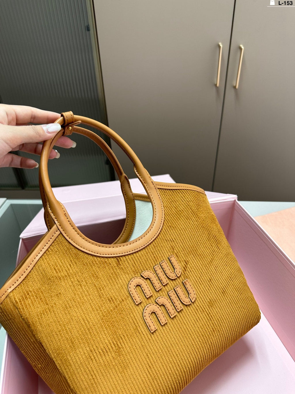 Small Shopping Bag 22 in Peanut Brown Corduroy