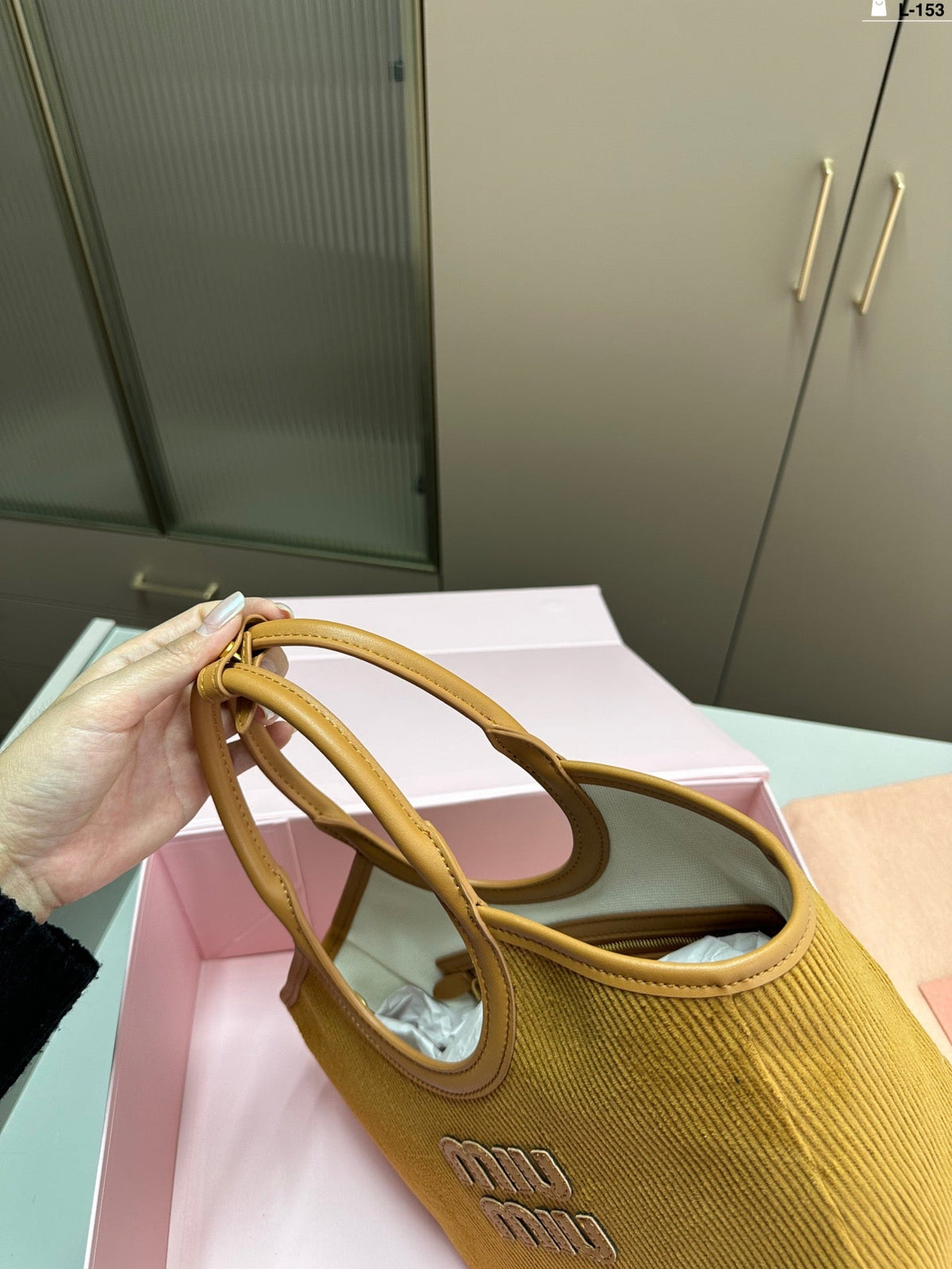 Small Shopping Bag 22 in Peanut Brown Corduroy