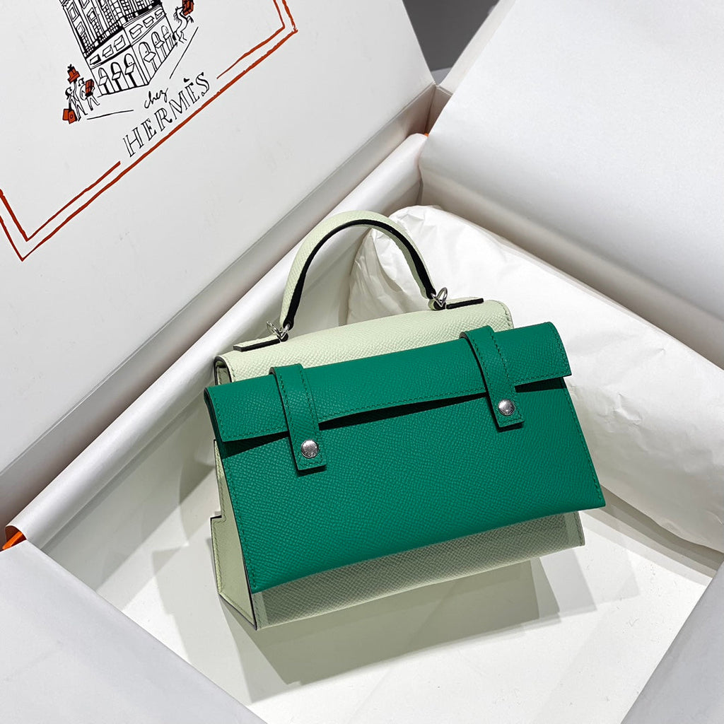 Hermes Kelly Doll 18 in Light Green Calfskin Bag