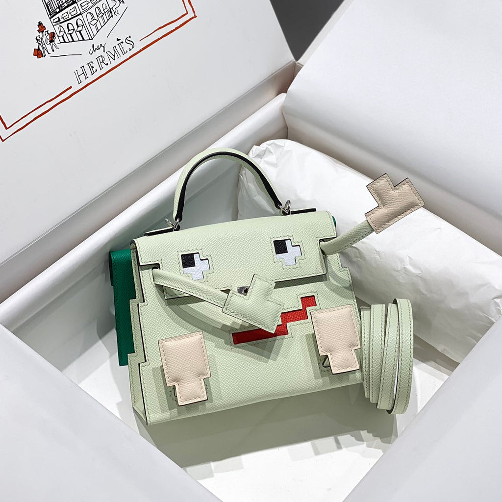 Hermes Kelly Doll 18 in Light Green Calfskin Bag
