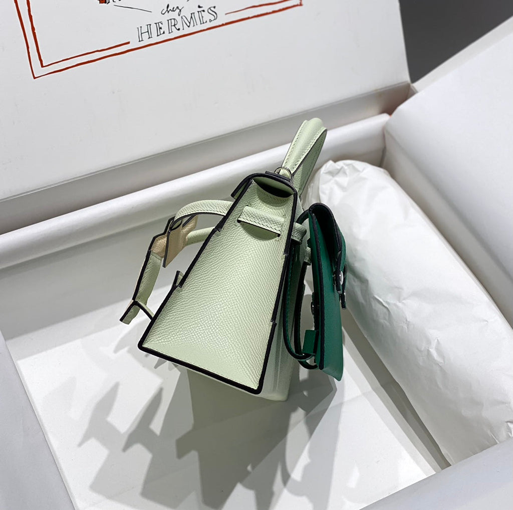 Hermes Kelly Doll 18 in Light Green Calfskin Bag