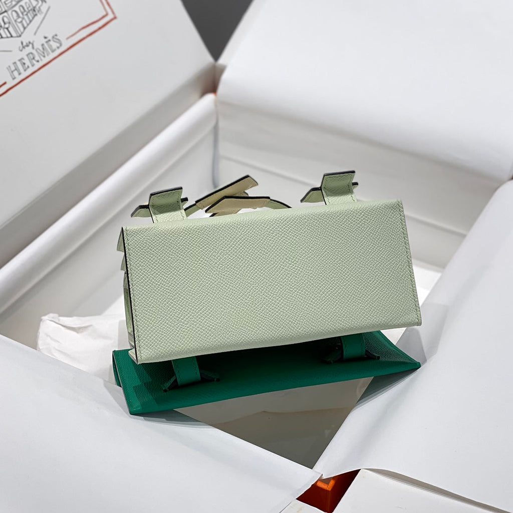 Hermes Kelly Doll 18 in Light Green Calfskin Bag
