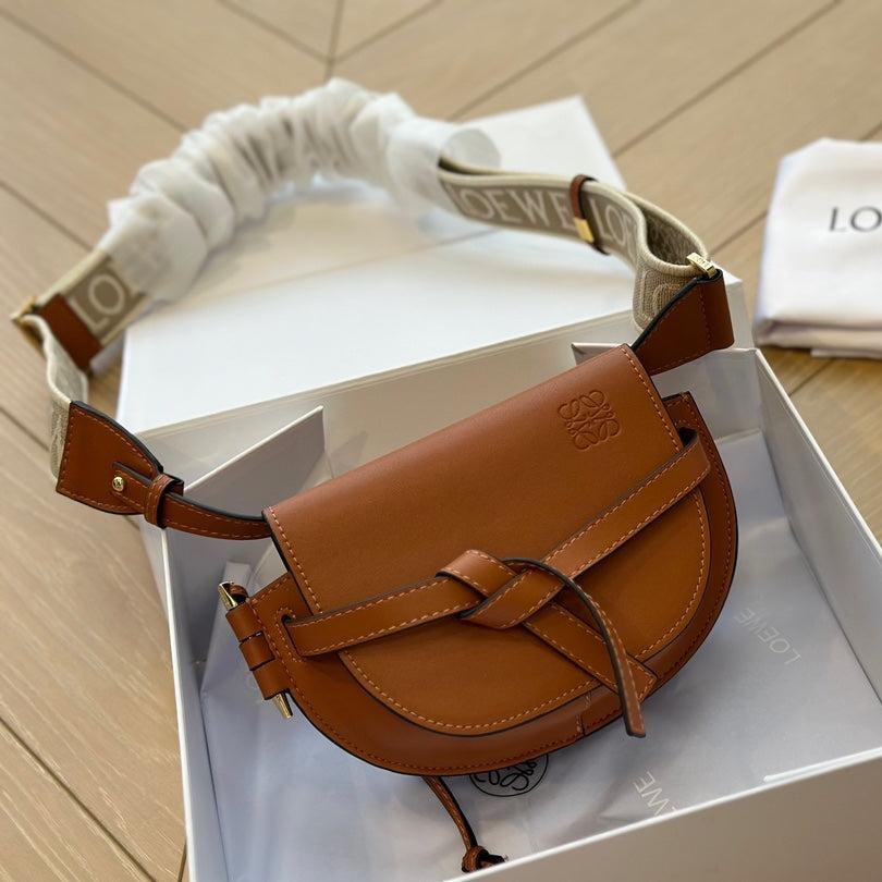 Loewe Mini 18 Gate Dual Bag in Tan Soft Calfskin and Jacquard