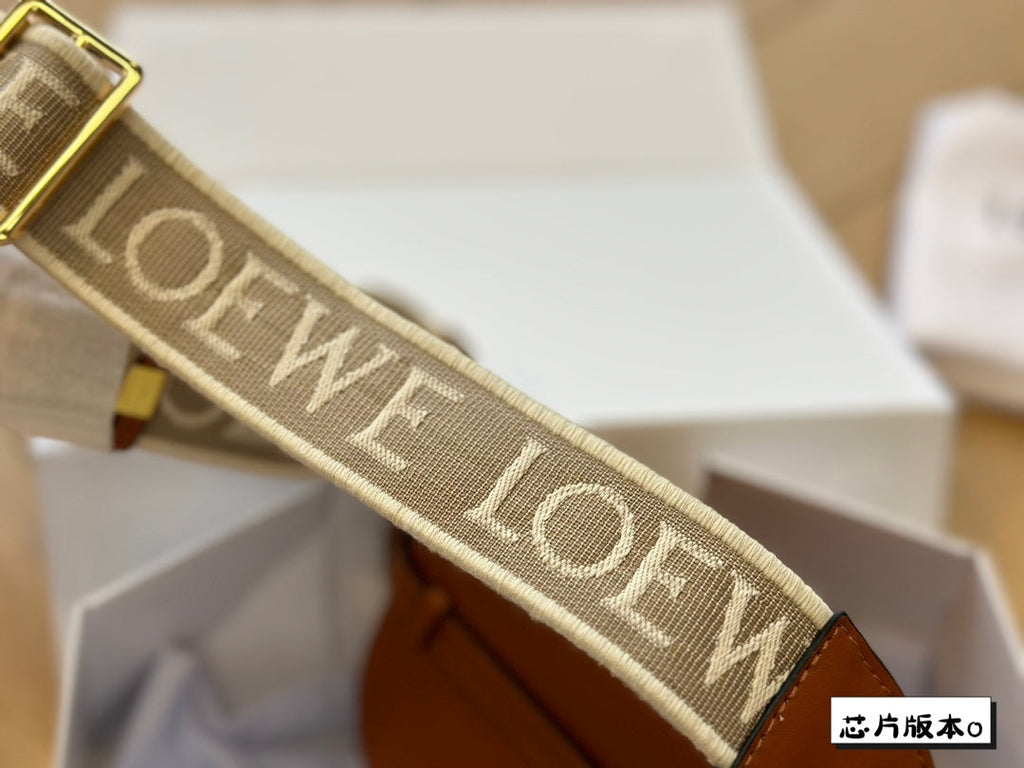 Loewe Mini 18 Gate Dual Bag in Tan Soft Calfskin and Jacquard