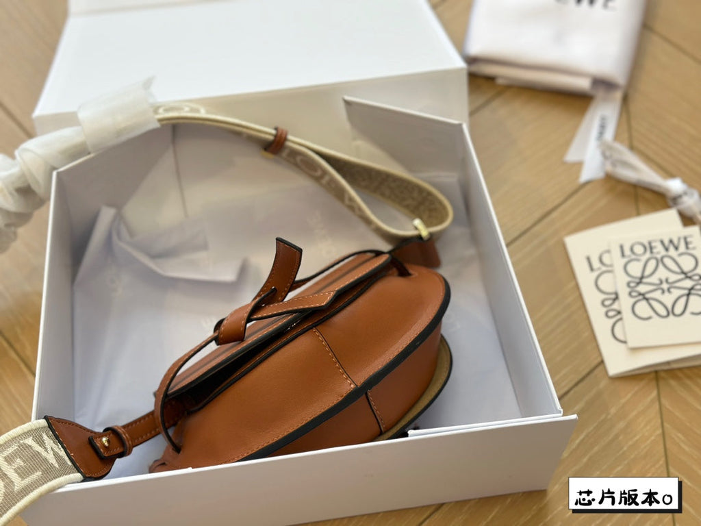 Loewe Mini 18 Gate Dual Bag in Tan Soft Calfskin and Jacquard