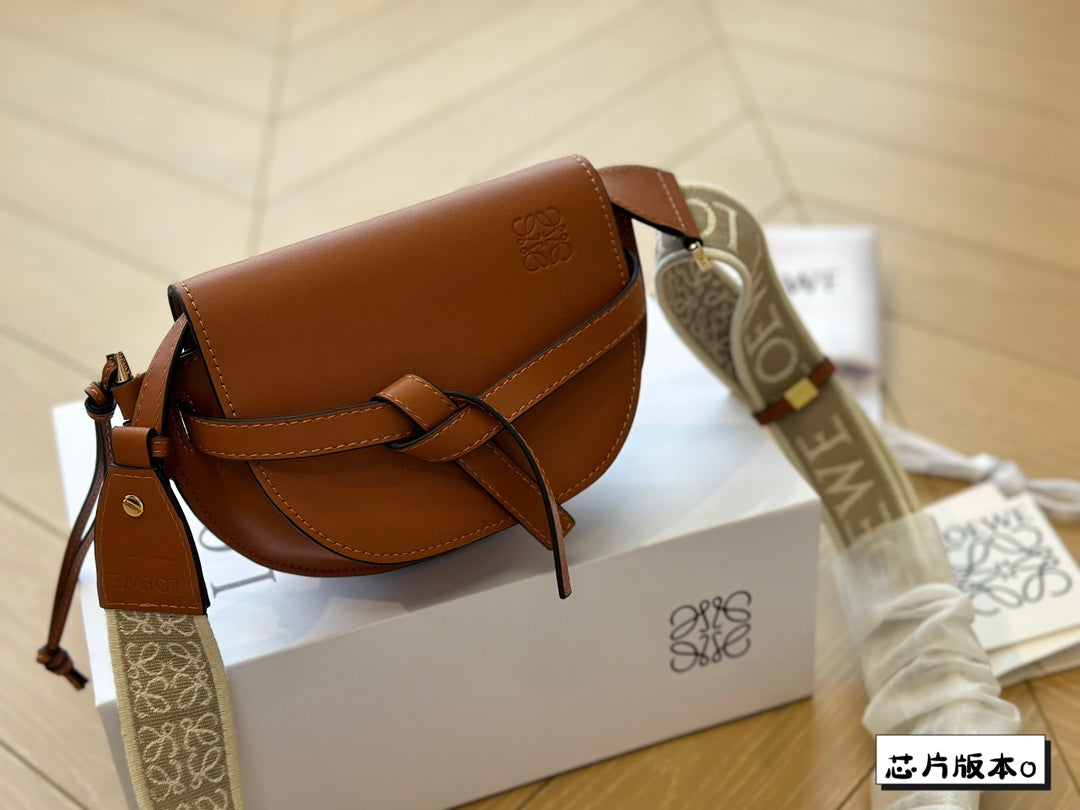 Loewe Mini 18 Gate Dual Bag in Tan Soft Calfskin and Jacquard