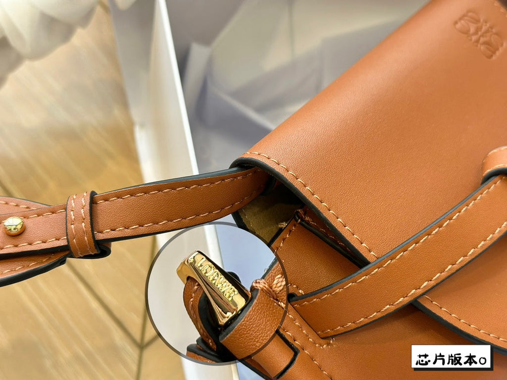 Loewe Mini 18 Gate Dual Bag in Tan Soft Calfskin and Jacquard