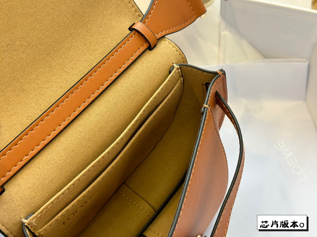 Loewe Mini 18 Gate Dual Bag in Tan Soft Calfskin and Jacquard