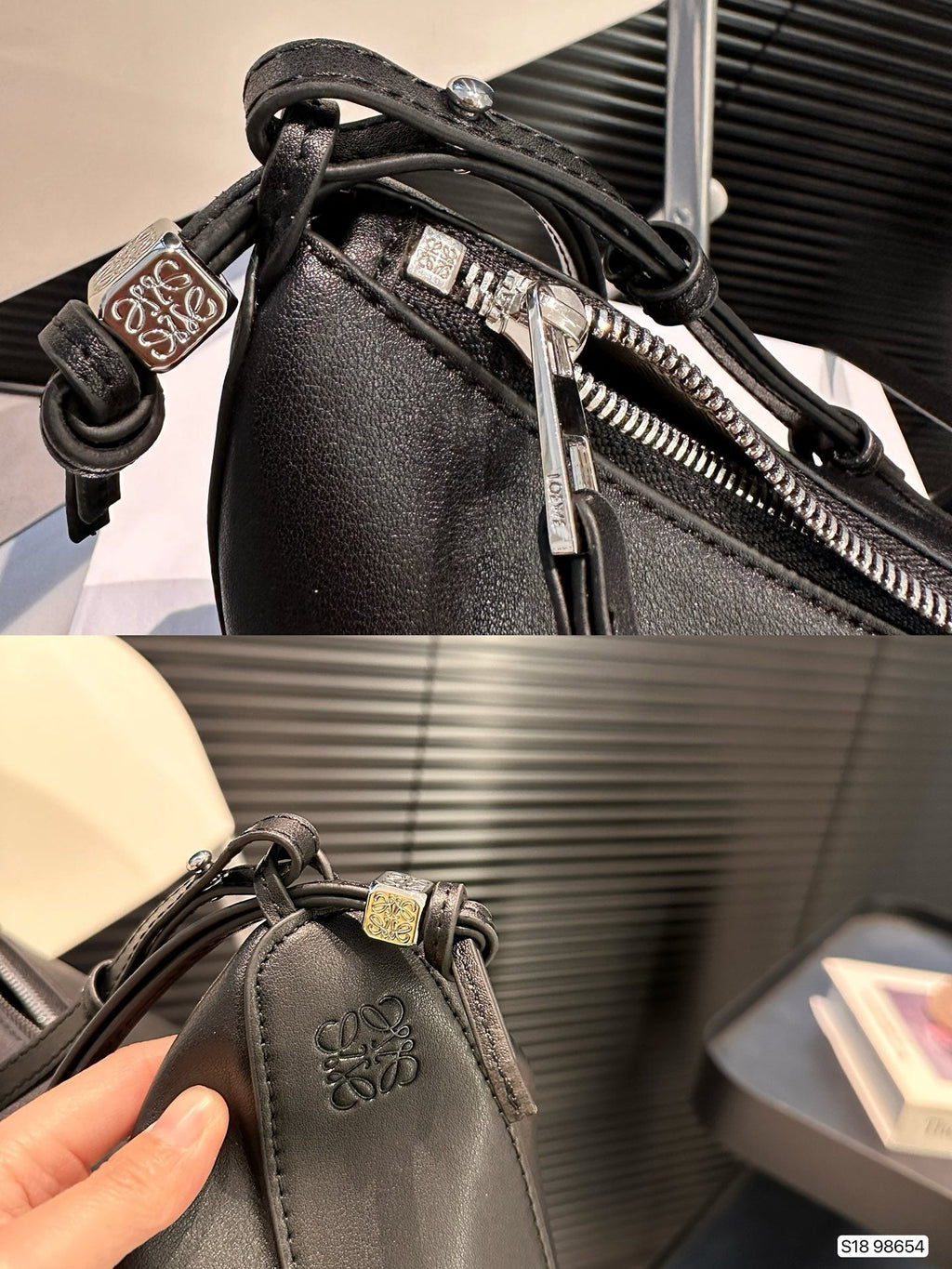 Loewe Luna Hobo 17 Bag in Black Calfskin