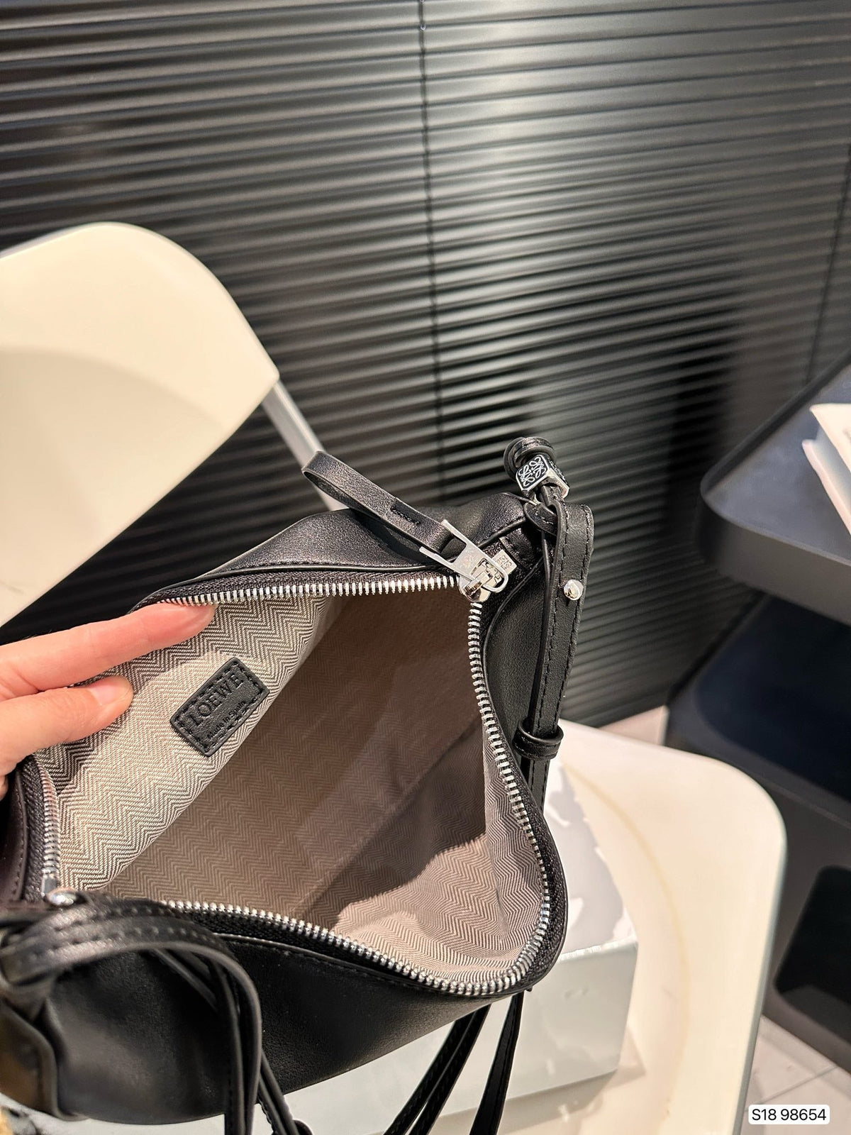 Loewe Luna Hobo 17 Bag in Black Calfskin