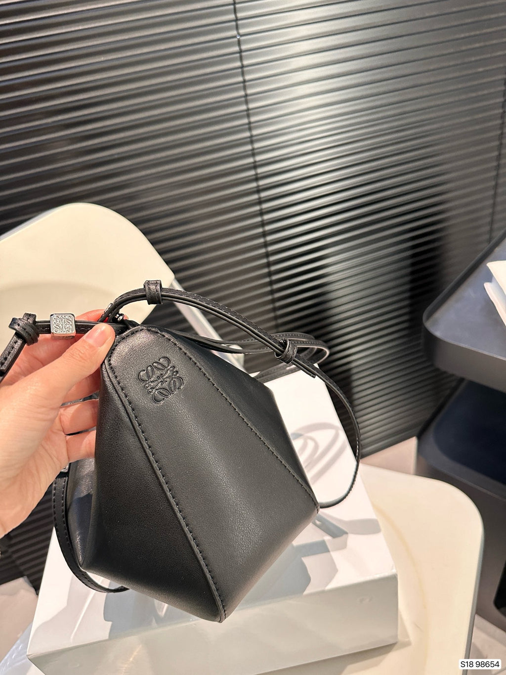 Loewe Luna Hobo 17 Bag in Black Calfskin