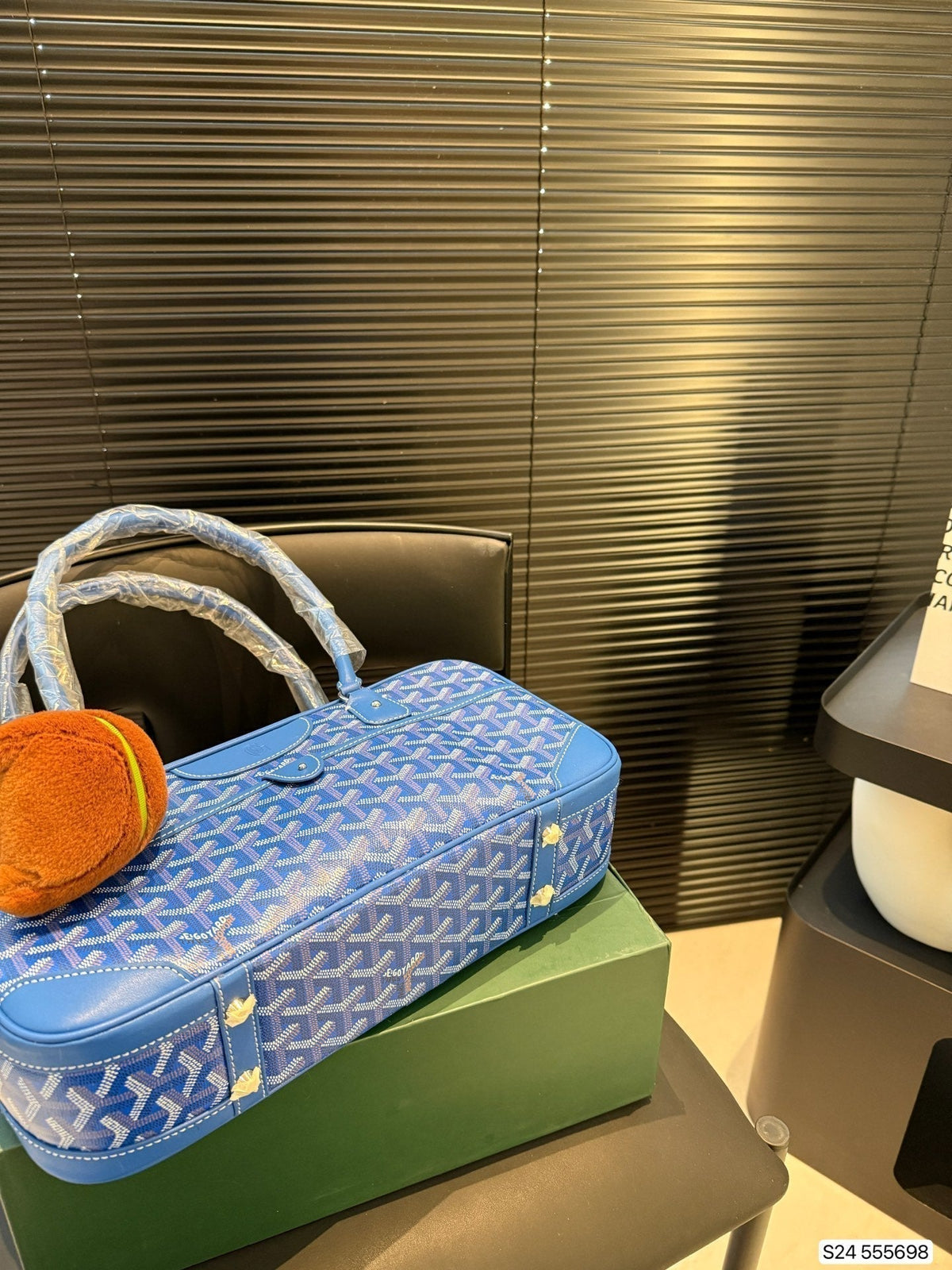 Goyard Saint Martin Bag 35 in Blue Goyardine Canvas and Calfskin