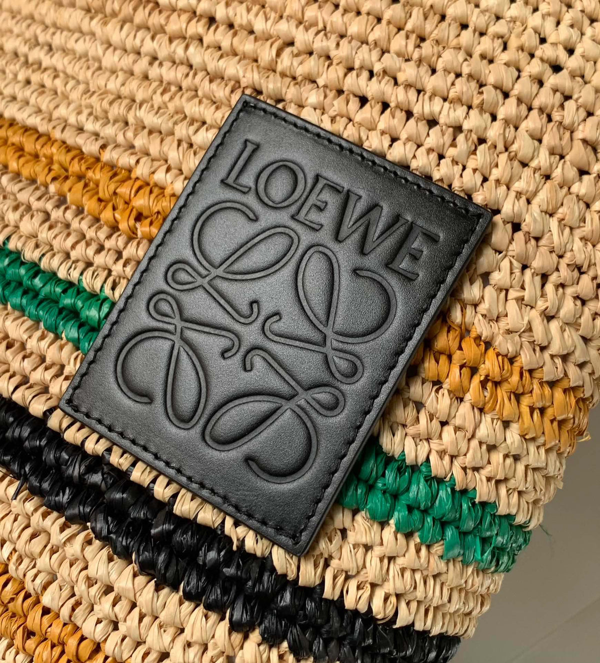 Loewe 30 Slit Bag in Colorful Raffia and Calfskin