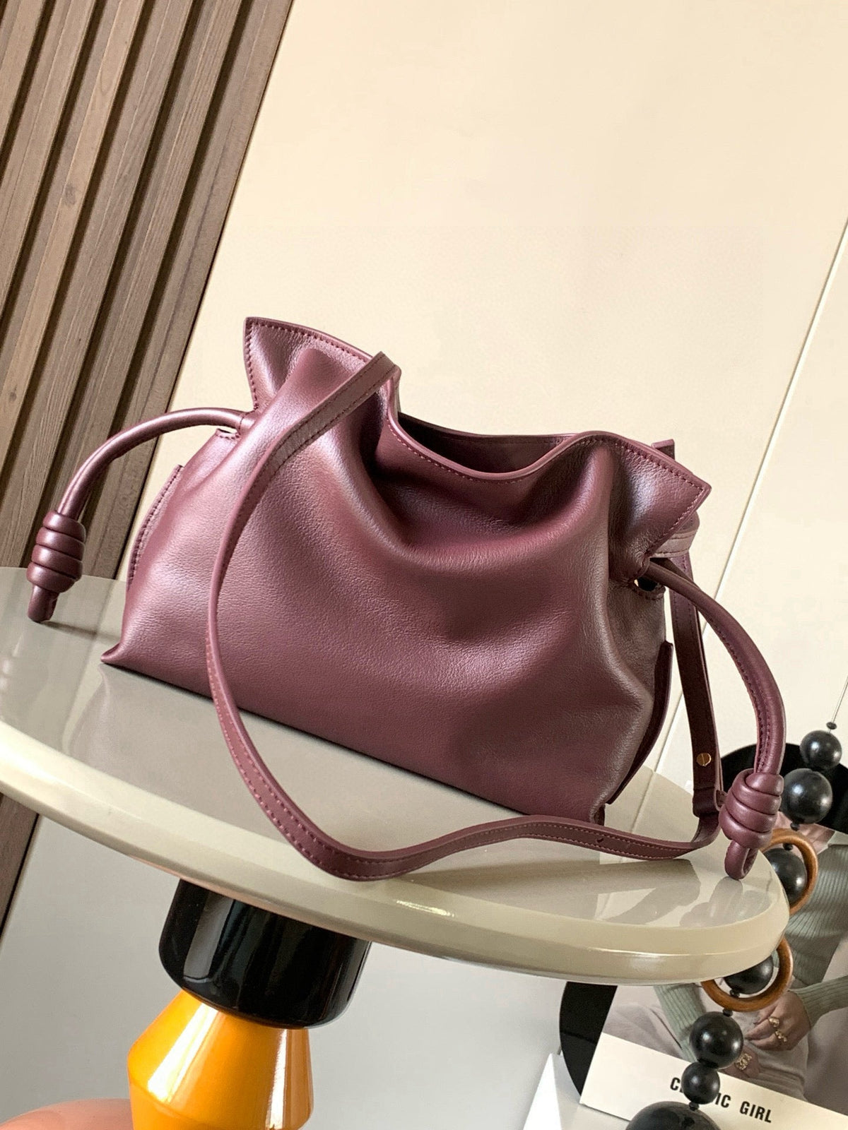 Loewe 25S Medium Flamenco Clutch Bag 23 in Dark Rosewood Calfskin