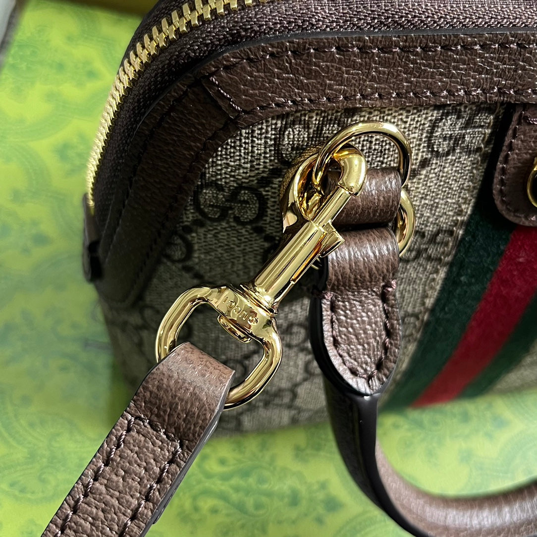Gucci Ophidia Shoulder Bag 20 Beige and Ebony Supreme Canvas