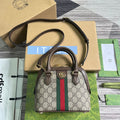 Gucci Ophidia Shoulder Bag 20 Beige and Ebony Supreme Canvas