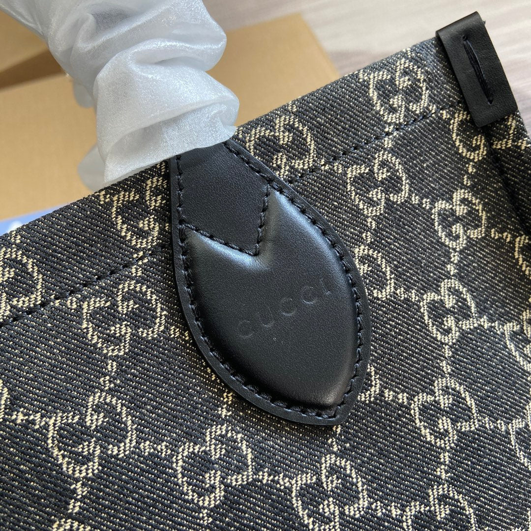Gucci Ophidia 27 Medium Tote Bag Black Denim