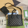 Gucci Ophidia 27 Medium Tote Bag Black Denim