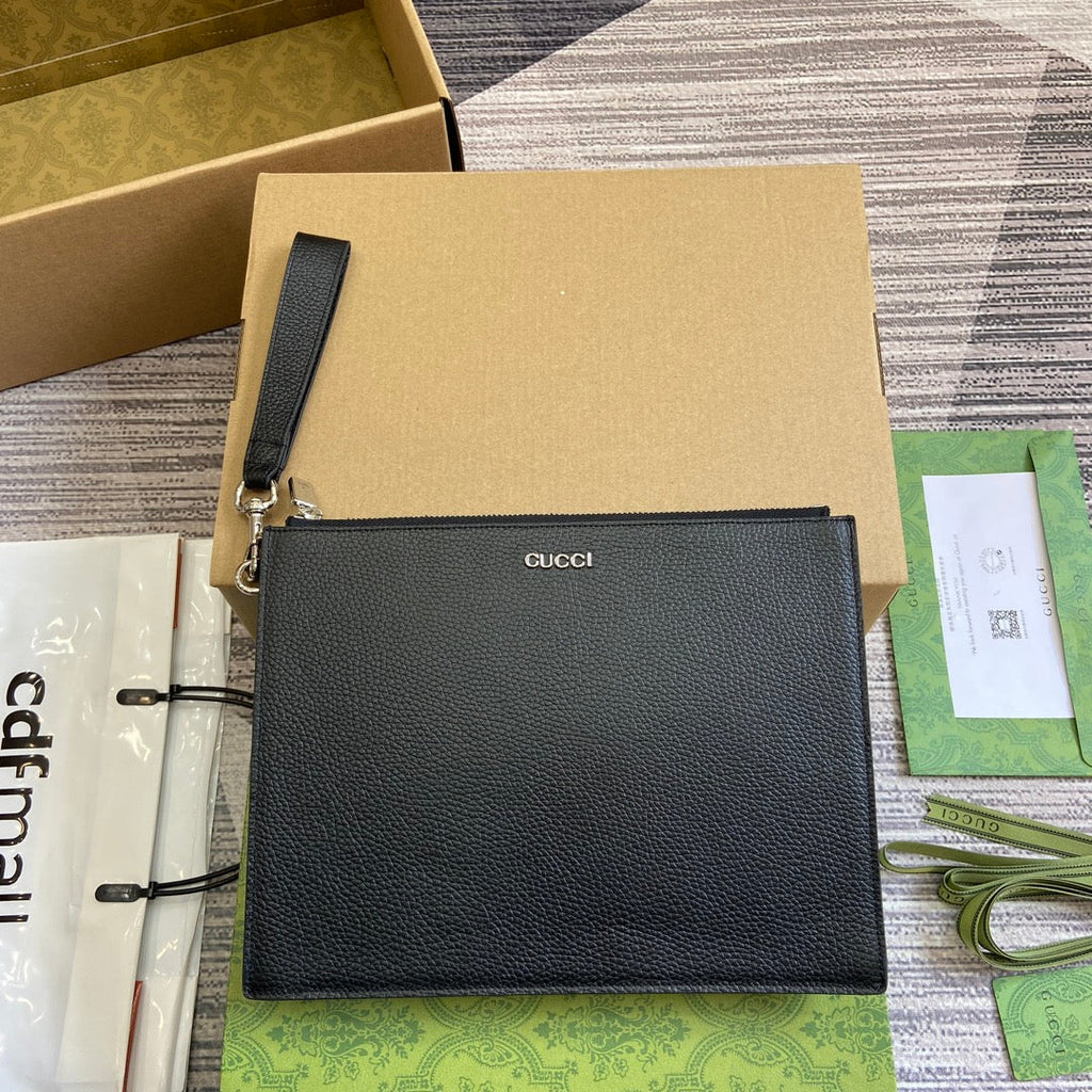 Gucci Pouch 28 with Logo Black Calfskin