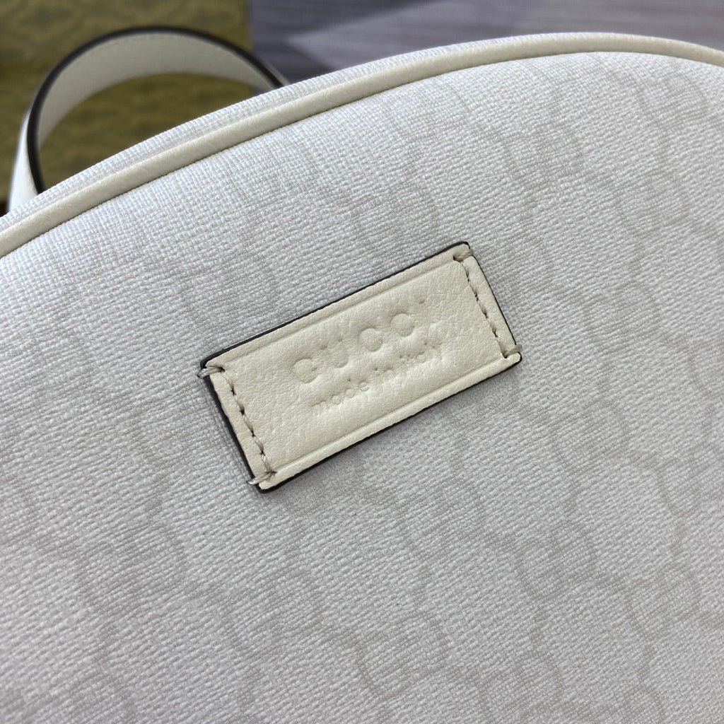 Gucci Medium 40 Backpack with Tag White Calfskin and Canvas