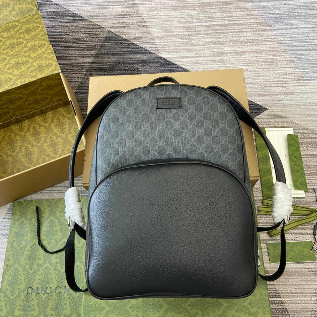 Gucci Medium 40 Backpack with Tag Black Calfskin and Canvas
